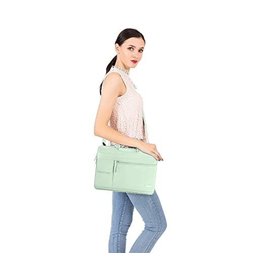 MOSISO Laptop Shoulder Bag Polyester Flapover Briefcase Sleeve Case | Compatible with MacBook Air/Pro,13-13.3 inch Notebook,Compatible with MacBook Pro 14 inch M5 M4 M3 M2 M1 2026, Honeydew Green - color: Honeydew Green, size: 13.3 inch