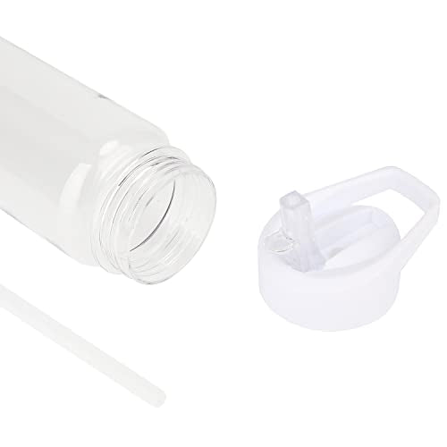 Tritan Clear Water Bottle With Straw | No Markings BPA Free 24 oz Sports Water Bottle | Leak Proof Re-Usable Flip Top Plastic Drinks Bottles for School, Office, Gym, Cycling (Clear-Straw-24oz) - color: Clear-Straw-24oz