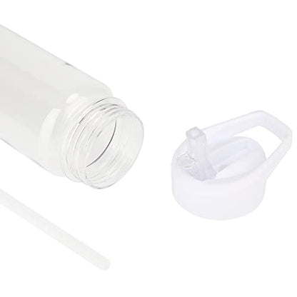 Tritan Clear Water Bottle With Straw | No Markings BPA Free 24 oz Sports Water Bottle | Leak Proof Re-Usable Flip Top Plastic Drinks Bottles for School, Office, Gym, Cycling (Clear-Straw-24oz) - color: Clear-Straw-24oz