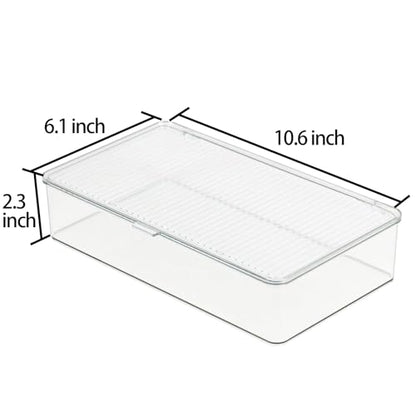 ZEXALOR Clear Plastic Storage Bin with Lid, Organizer for Pantry, Office, Bathroom, Kitchen, Snack, Tea Bag, Coffee Container (Small) - size: Small