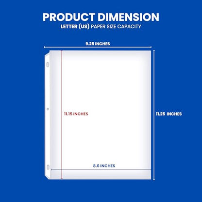 Performore 150 Sheet Protectors, 8.5 X 11 Inch Clear for 3 Ring Binder, Plastic Sheet Sleeves, Durable Top Loading Paper Protector with Reinforced Holes, Archival Safe - size: 150 Pack