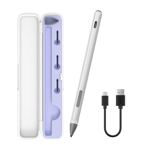 Stylus for ASUS Zenbook Flip/Pro/ASUS Vivobook Flip/Pro/Duo/Notebook, MPP 2.0 Tilt-Active Pen with 4096 Levels of Pressure Sensitivity, Convenient Storage Case, Supports Type-C Fast Charging (Silver) - color: Silver, size: ASUS