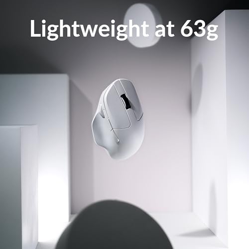 Keychron M7 Wireless Computer Mouse, 26K DPI Optical Computer Mouse, 2.4 GHz/Bluetooth/Wired with Macro Button 63g Lightweight Ergonomic, Up to 70 Hours Worktime for Laptop macOS/Windows - White - color: White, style: 1K Polling Rate