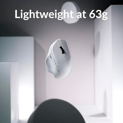 Keychron M7 Wireless Computer Mouse, 26K DPI Optical Computer Mouse, 2.4 GHz/Bluetooth/Wired with Macro Button 63g Lightweight Ergonomic, Up to 70 Hours Worktime for Laptop macOS/Windows - White - color: White, style: 1K Polling Rate