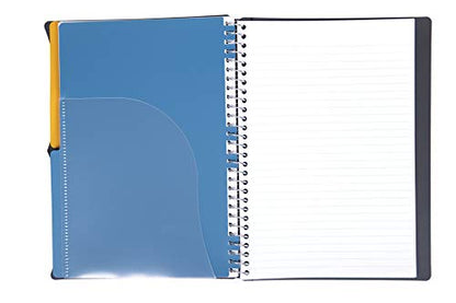 Mintra Office Durable PREMIUM Spiral Notebook, ((Black, 2 Subject (6in x 9.5in)), Wire, Fabric Covered Coils, No Snags, Removable Adjustable Pocket Dividers, Ruler, Organization, Customizable - color: Black, size: 2 Subject (6in x 9.5in)