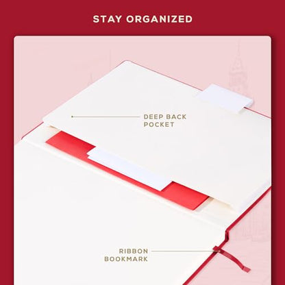 Beechmore Books Blank Sheet Music Notebook – A4 8.5"x11.5" for Songwriters, Musicians & Composers, 156 Thick 120gsm Pages, 10-Staff Perforated Sheets, Vegan Leather Hardcover, Elastic Closure, Gift Box - color: Scarlet Red