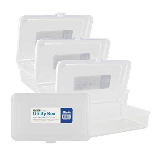 BAZIC PRODUCTS Basix Clear Multipurpose Pencil Box, Stackable, 24-Case | snap-latch lid for pens, tools, crafts, supplies - color: Clear, size: 24-Pack