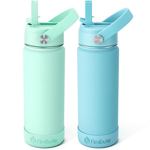 Fimibuke Kids Insulated Water Bottle, 18oz BPA FREE Kids Cup with Straw Double Wall Vacuum Tumbler 18/8 Stainless Steel Leak Proof Toddler Water Bottle for School Boys Girls (2 Pack,Underwater World) - color: B6. Underwater World