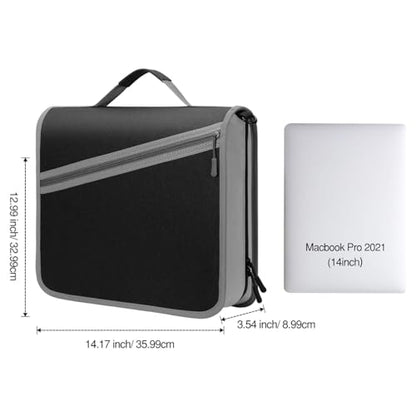 MoKo Zipper Binder with Strap, 3 Inch 3 O Ring, 600 Sheets, Black & Gray | Water-repellent Oxford fabric with 2 folders, removable file pockets, reinforced handle and adjustable shoulder strap. - color: Black & Gray