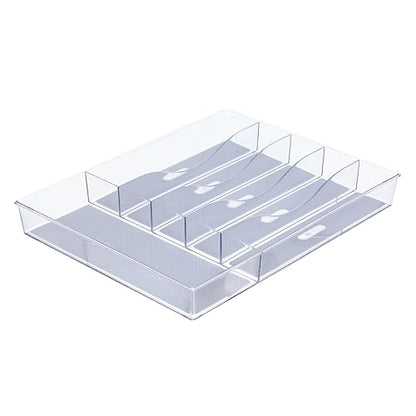 Glad Silverware & Utensil Drawer Organizer - Divided Clear Plastic Storage Tray with 6 Compartments for Kitchen Flatware and Cutlery - BPA Free, Food Safe, Non Slip, 12x15 inches - size: 6-Compartment