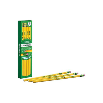 Ticonderoga Wood-Cased Pencils, Unsharpened, #3 H Hard, Yellow, 12 Count - size: 12 Count (Pack of 1), style: #3 Hard