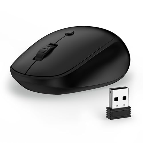 Wireless Mouse,2.4G Quiet Computer Mouse with USB Receiver, 800/1200/1600 DPI,4 Buttons Portable Optical Cordless USB Mice for Chromebook,Laptop,Windows,PC, Mac,iPad,Linux