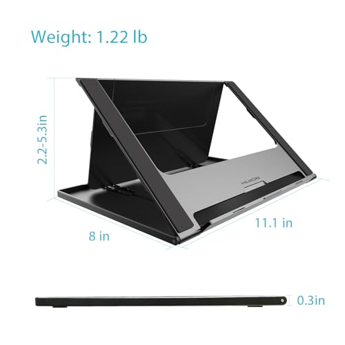 HUION ST200 Adjustable Laptop Stand for Desk, Aluminum Computer Stand | Foldable Desktop Stand, Multi-Angle Portable Desk Stand for Up to 10-16" Laptops, Tablets, Drawing Tablets, Pen Display