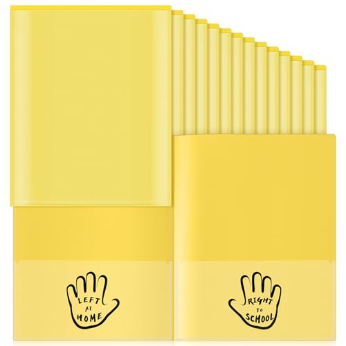 Henoyso 24 Pcs School to Home Folder with Pocket Plastic Heavy Duty Clipboard Folder with Clear Front Pocket Homework Take Home Folders for School Students Parent Teacher Communication(Yellow) - color: Yellow