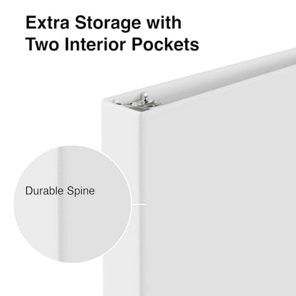 Staples 1" 3-Ring View Binder, White, 4/Pack - color: White, size: 4 Pack, style: 1'' Inch