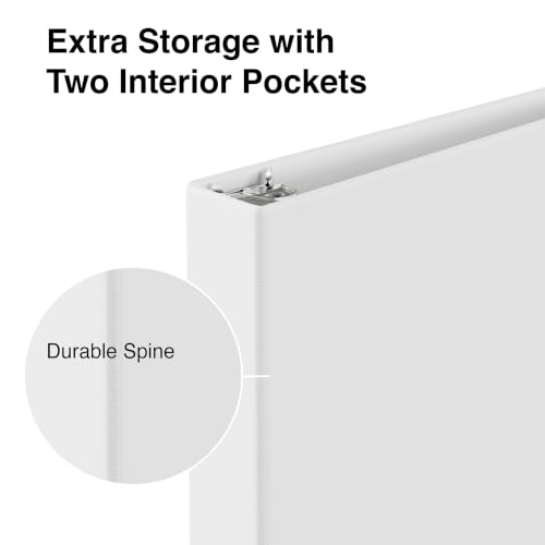 Staples 1" 3-Ring View Binder, White, 4/Pack - color: White, size: 4 Pack, style: 1'' Inch