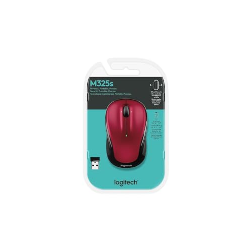 Logitech Laser Wireless Mouse-Wireless Laser Mouse, 2-1/2"x-4-1/2 x1-3/4, Red - color: Red