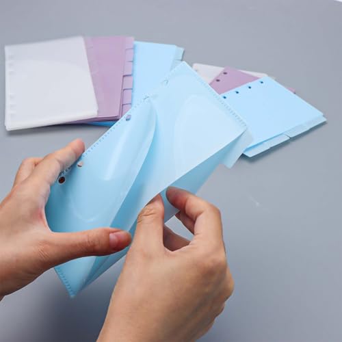 12Pcs A6 Cash Stuffing Envelopes with 6 Tabs 2 Sets 2-Layer Pockets Binder Dividers with Label Stickers Waterproof Blue PP Budget Planner Inserts for 6 Ring Binder Accessories (Blue) - color: Blue