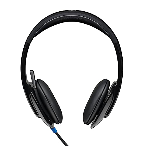 Logitech High-Performance USB Headset H540 for Windows and Mac, Skype Certified,Color-Black. | USB-a Plug-and-Play, Noise-Canceling Mic, On-Ear Volume and Mute Controls with Mute Light, Padded Leatherette Comfort
