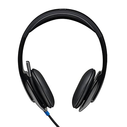 Logitech High-Performance USB Headset H540 for Windows and Mac, Skype Certified,Color-Black. | USB-a Plug-and-Play, Noise-Canceling Mic, On-Ear Volume and Mute Controls with Mute Light, Padded Leatherette Comfort