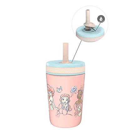Zak Designs Disney Princess Kelso Toddler Cups For Travel or At Home, 12oz Vacuum Insulated Stainless Steel Sippy Cup With Leak-Proof Design For Kids (Ariel, Belle, Cinderella, Mulan, Tiana) - color: Princess