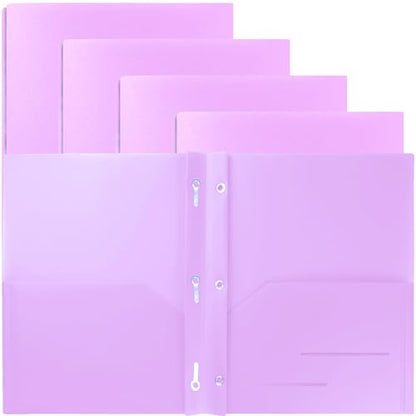 Youngever 6 Pack Heavy Duty Plastic Two Pocket Folders with 3 Prongs, Metal Prongs Fastener, Heavy Duty Plastic 2 Pocket Folder (Mauve) - color: Mauve