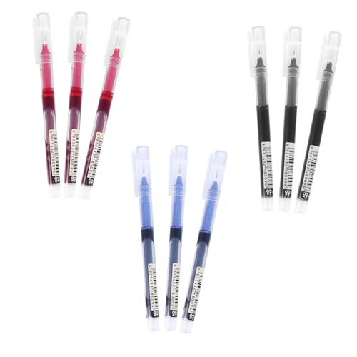 LALAFINA 9pcs Quick-drying Gel Pens Portable Office Sign Pens for Exams School and Everyday Use