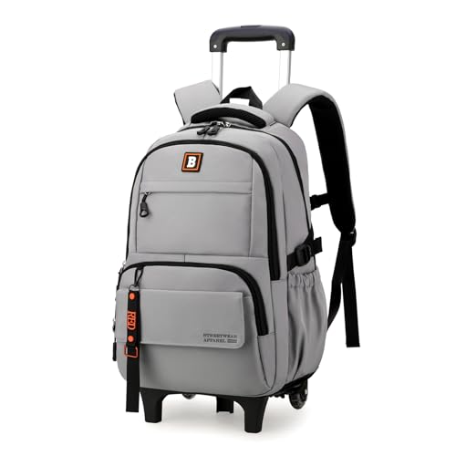 Rolling Backpack for Boys Kids with Wheels Trolley School Bag for Teens Elementary Wheeled Backpack - color: Dark Gray 2 Wheels, size: 2 Wheels