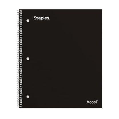 STAPLES 2‑Subject Notebook, 8.5” x 11”, College Ruled, Black – Multi‑Section Writing Notebook