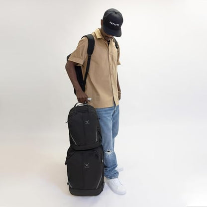 Hynes Eagle 2 in 1 Travel Backpack Set Rolling Backpack with Wheels Carry on Luggage 43L with Personal Item Bag for Men Women 17 inches Laptop Backpack Jet Black - color: Jet Black