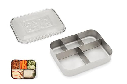Bits Kits Stainless Steel Bento Box Lunch and Snack Container, 5 Sections | For Kids & Adults | Easily Fits In Lunchboxes | Durable Stainless Steel | Dishwasher Safe | Divides Meal & Snacks | On The Go - style: Lunch Box, 5 Sections