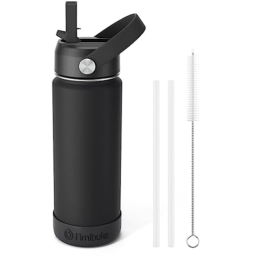 Fimibuke Kids Insulated Water Bottle, 18oz BPA FREE 18/8 Stainless Steel Kids Cup with Straw Travel Tumbler Double Wall Vacuum Leak Proof Toddler Water Bottle for School Boys Girls(1 Pack, Black) - color: B10. Black