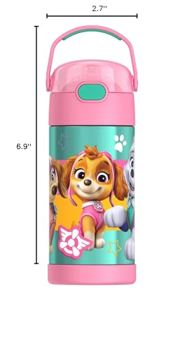 THERMOS FUNTAINER Water Bottle with Straw - 12 Ounce - Kids Stainless Steel Vacuum Insulated Water Bottle with Lid, Paw Patrol Girl - color: Paw Patrol Girl