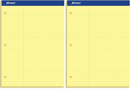 Ampad 20245 Double Sheets Pad, Law Rule, 8 1/2 x 11 3/4, Canary, 100 Sheets (Pack of 2) - size: 1 Count (Pack of 2)