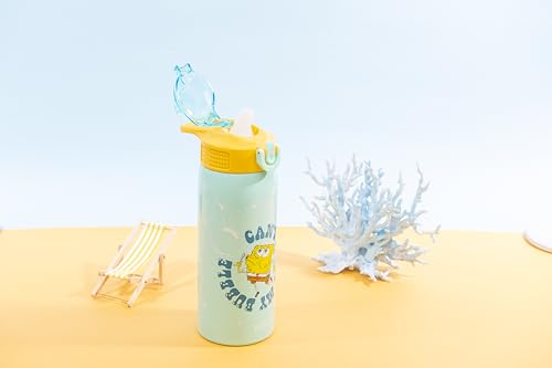 Zak Designs SpongeBob SquarePants Sage Kids Water Bottle For School or Travel, 19oz Stainless Steel Water Bottle With Straw, Handle, and Leak-Proof, Pop-Up Spout Cover (SpongeBob and Patrick) - color: SpongeBob and Patrick