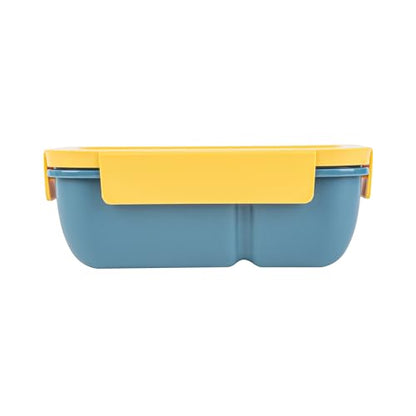 Restaurantware-Bento Tek 28.7 Ounce Bento Boxes, 10 Reusable Lunch Containers - With Fork And Spoon, Does Not Contain BPA, Blue And Yellow Plastic Reusable Lunch Boxes, Microwavable, Dishwashable - size: 10 Count, style: 29 oz - Blue