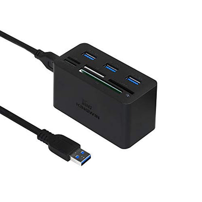 Kingwin USB HUB Adapter w/ Memory Card Reader Writer & USB 3.0 HUB Combo - Supports High Speed SD MS Micro M2 CF Card Reader For Macbook, Laptop, Desktop - Includes USB Cable 5 Gbps Speed, Black - style: USB 3.0