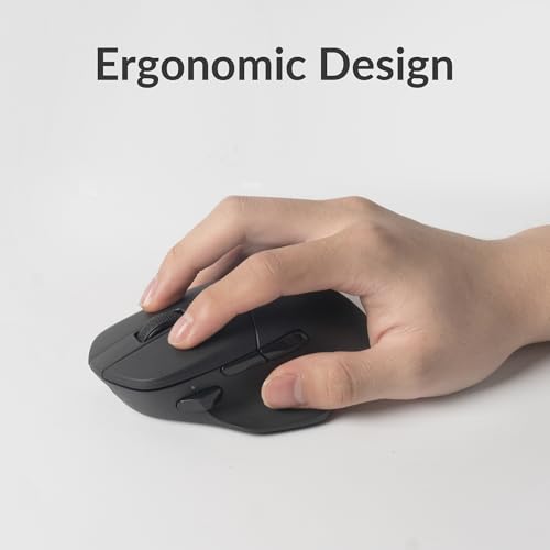 Keychron M7 Wireless Computer Mouse, 26K DPI Optical Computer Mouse, 2.4 GHz/Bluetooth/Wired with Macro Button 63g Lightweight Ergonomic, Up to 70 Hours Worktime for Laptop macOS/Windows - Black - color: Black, style: 1K Polling Rate