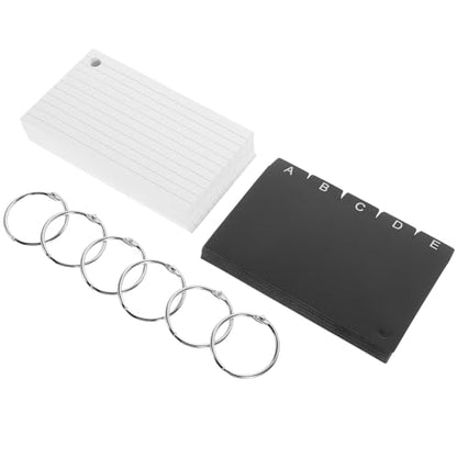 Loose-leaf Flashcards Set A–z with Metal Binder Rings, Blank Index Cards for Studying and Word Memory, Pocket-sized Note Cards for Students and Office Use