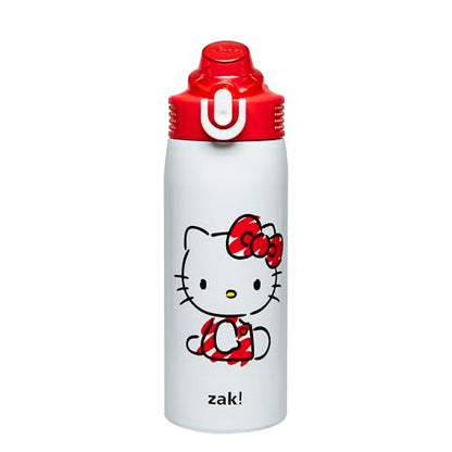 Zak Designs Sanrio Sage Kids Water Bottle For School or Travel, 19oz Stainless Steel Water Bottle With Straw, Handle, and Leak-Proof, Pop-Up Spout Cover (Hello Kitty) - color: Hello Kitty (Sage)