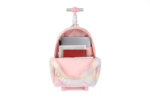 Pink Rolling school backpack for girls with Lunch Box 3pc Set(QUILTED PINK) - color: Quilted Pink