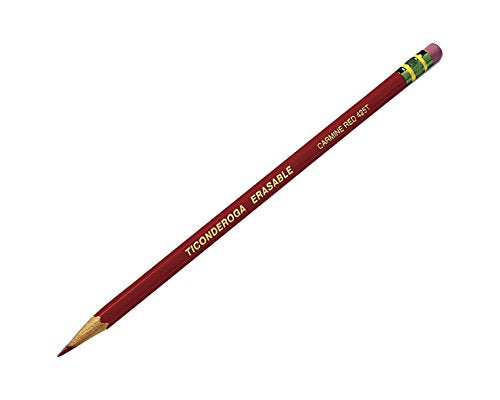Ticonderoga Erasable Checking Wood-Cased Pencils, Pre-Sharpened, Red, 12 Count - style: 12 Count, Red