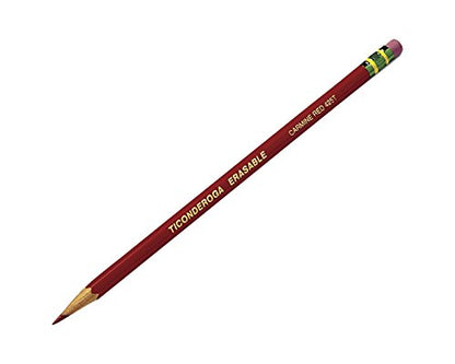 Ticonderoga Erasable Checking Wood-Cased Pencils, Pre-Sharpened, Red, 12 Count - style: 12 Count, Red