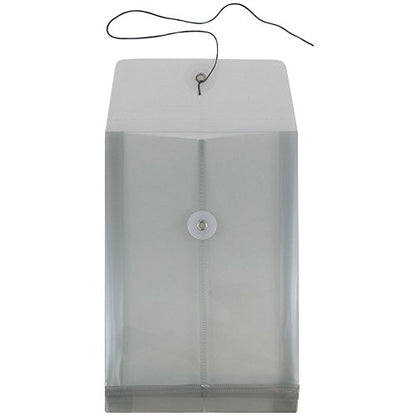 JAM PAPER Plastic Envelopes with Button & String Tie Closure - 6 1/4 x 9 1/4 - Smoke Grey - 12/Pack - color: Grey, size: 6 x 9