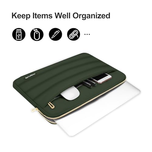 MOSISO Laptop Case 16 inch, 15-15.6 inch Puffy Laptop Sleeve, Army Green | Compatible with MacBook Pro 16 M5 M4 M3 M2 M1, HP Dell ASUS Acer Toshiba Lenovo, Polyester Horizontal Bag with Small Case - color: Army Green, size: 16 inch