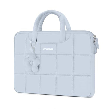 MOSISO Laptop Case 13.3 inch,13-13.3 inch Puffy Laptop Sleeve Compatible with MacBook Neo 13/Air 13 13.6/Pro/Pro 14,HP Dell ASUS Lenovo,Rectangle Quilted Bag with Handle&Flower Pendant, Baby Blue - color: Baby Blue, size: 13.3 inch