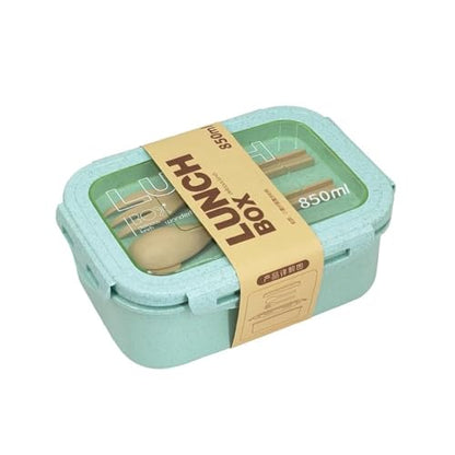 Bento Box Adult Lunch Box with 2 Compartments Bento Lunch Containers with Tableware Storage Japanese Style Bento Box Leakproof Microwave Dishwasher Safe Lunchbox for Work On-The-Go Picnic Green - color: Lunch Box Green
