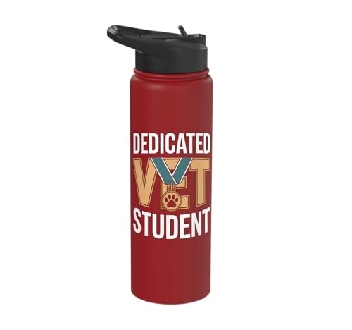 Dedicated Vet Student Veterinary School Stainless Steel Insulated Water Bottle - color: Red