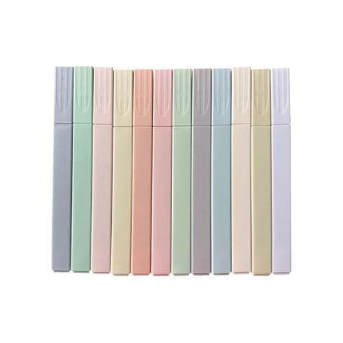 GSHLLO 12 Pcs Assorted Color Pastel Highlighters No Bleed Bible Highlighter Fast Dry Chisel Tip Markers Colorful Aesthetic Highlighting Pens Office Supplies Highlighters