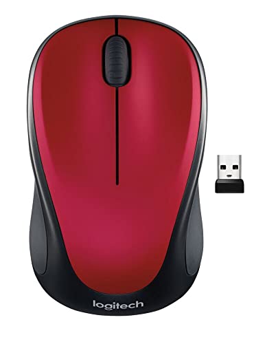 Logitech M317 Wireless Mouse, 2.4 GHz with USB Receiver, 1000 DPI Optical Tracking, 12 Month Battery, Compatible with PC, Mac, Laptop, Chromebook - Red - color: Red